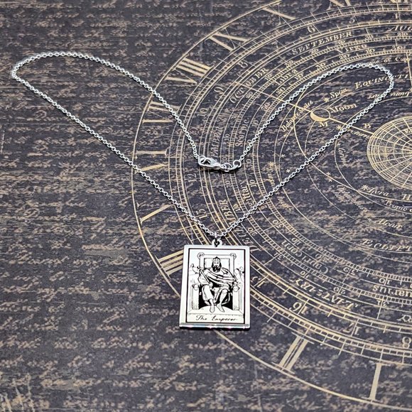 The Emperor Tarot Card Silver Necklace - Picture 2 of 3